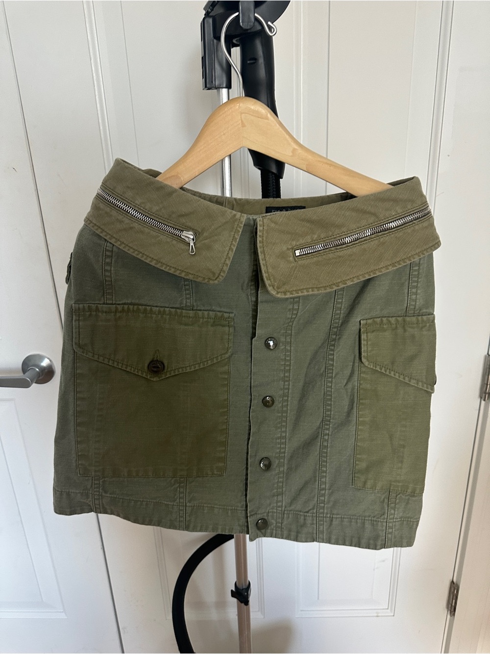 Rag bone Olive Utility Button-Front Mini Skirt vintage skirt